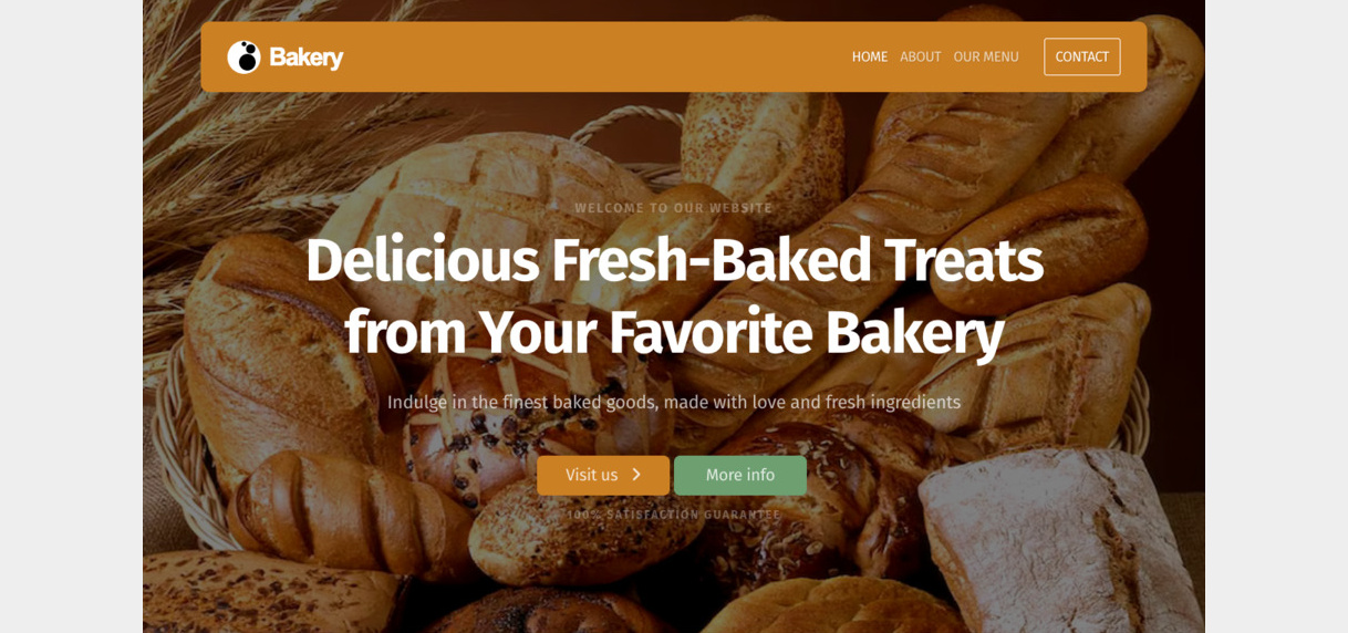 An inviting and warm looking bakery website example