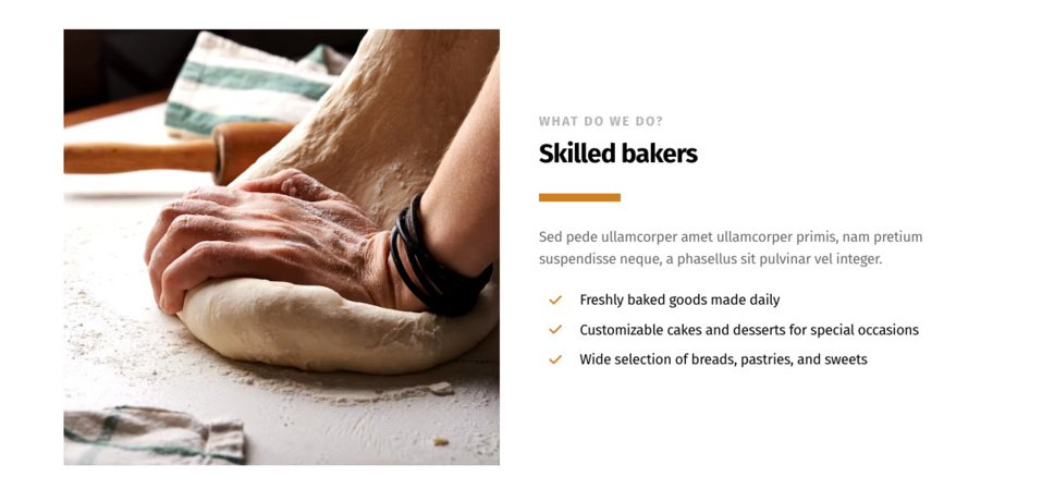 Second part of an example of a bakery website