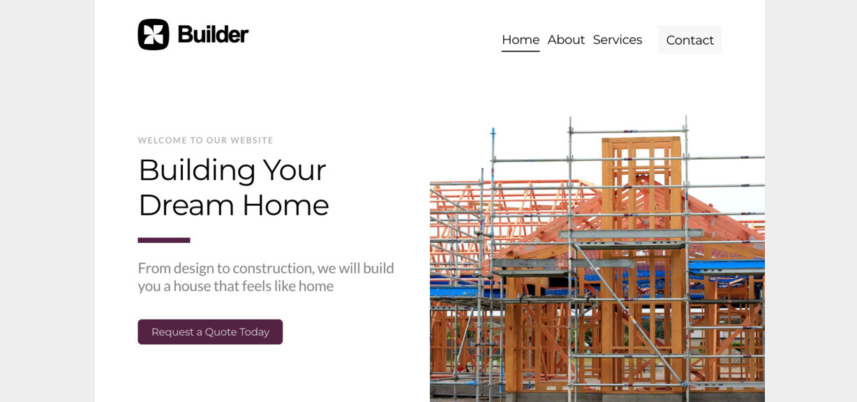 A construction themed website example