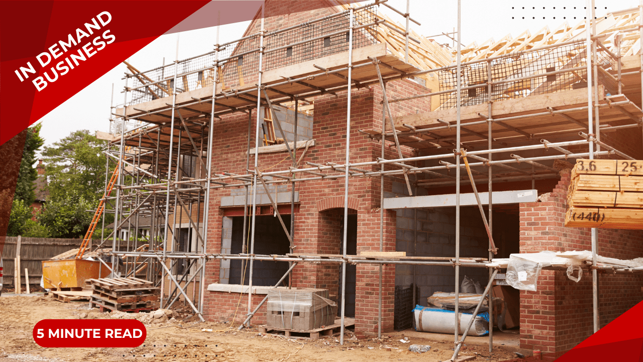 Scaffolding around a house